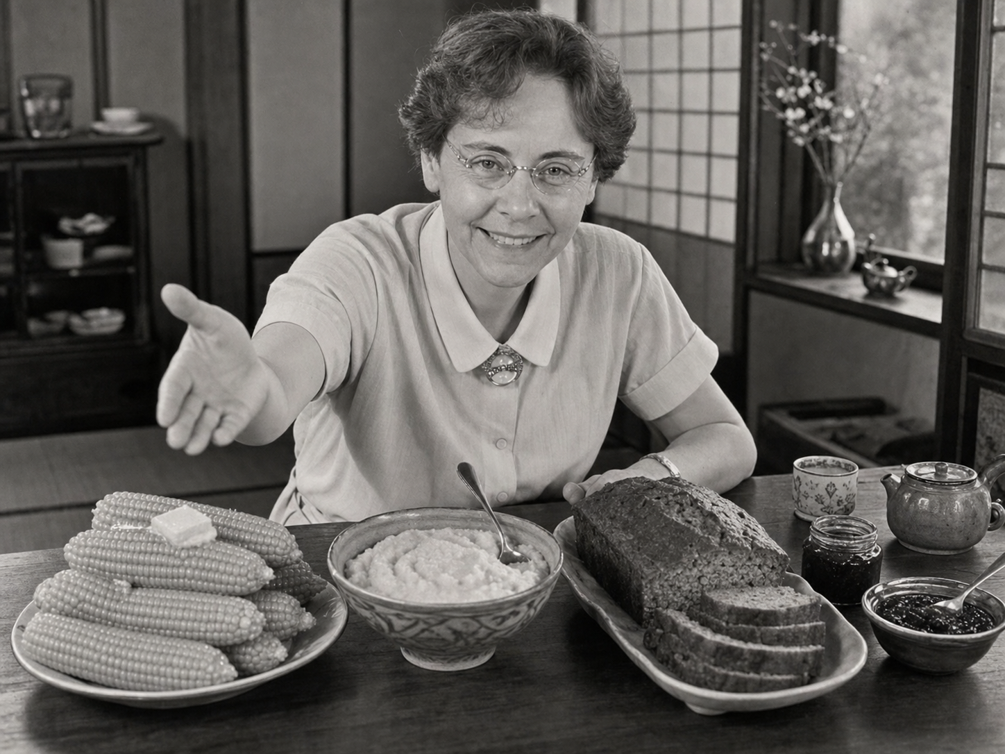 Barbara McClintock at the table