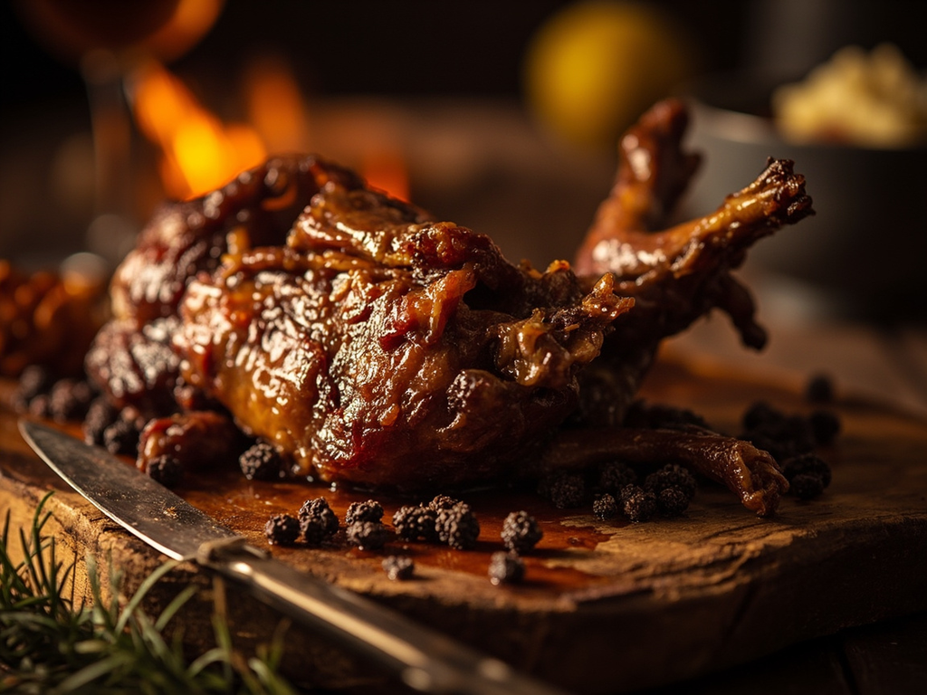 Roasted Wild Boar Haunch with Honey and Juniper Berries