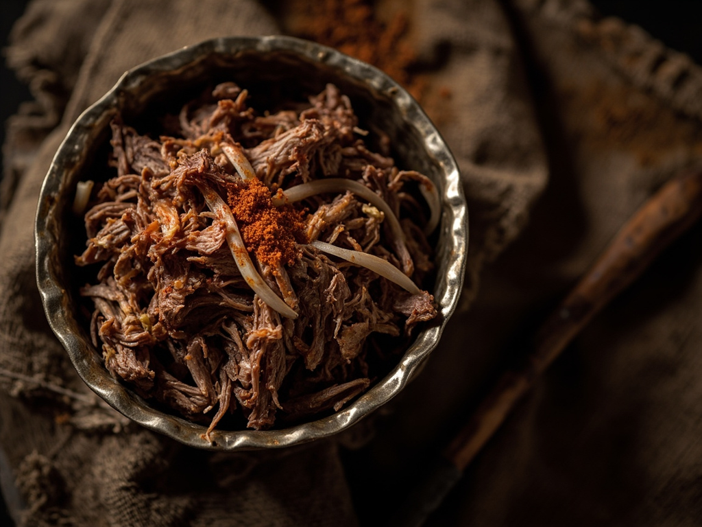 Charqui con mote (dried beef and hulled wheat)