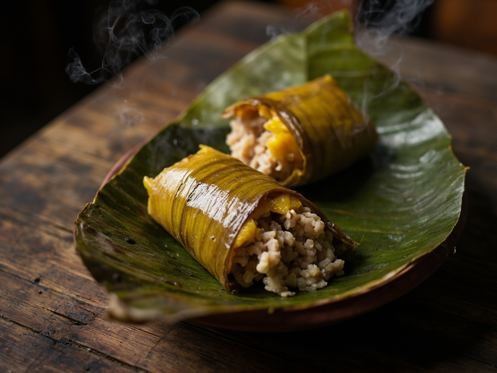 Honduran Nacatamales with Chicken, Banana Leaf