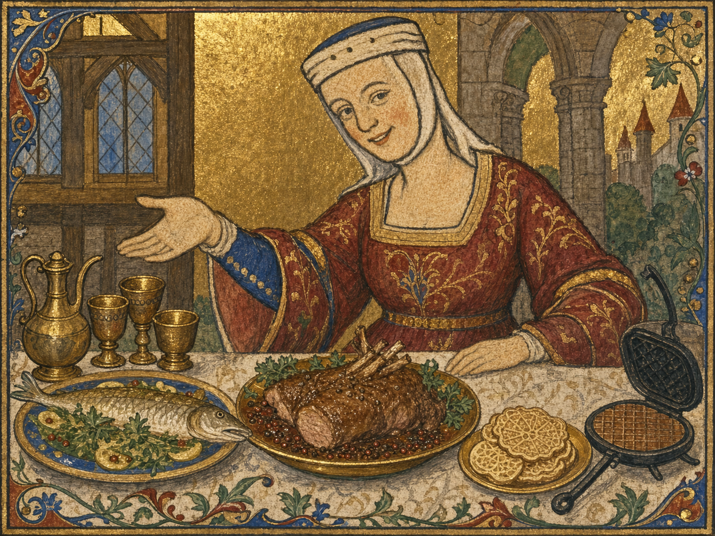Berthe de Bourgogne at the table