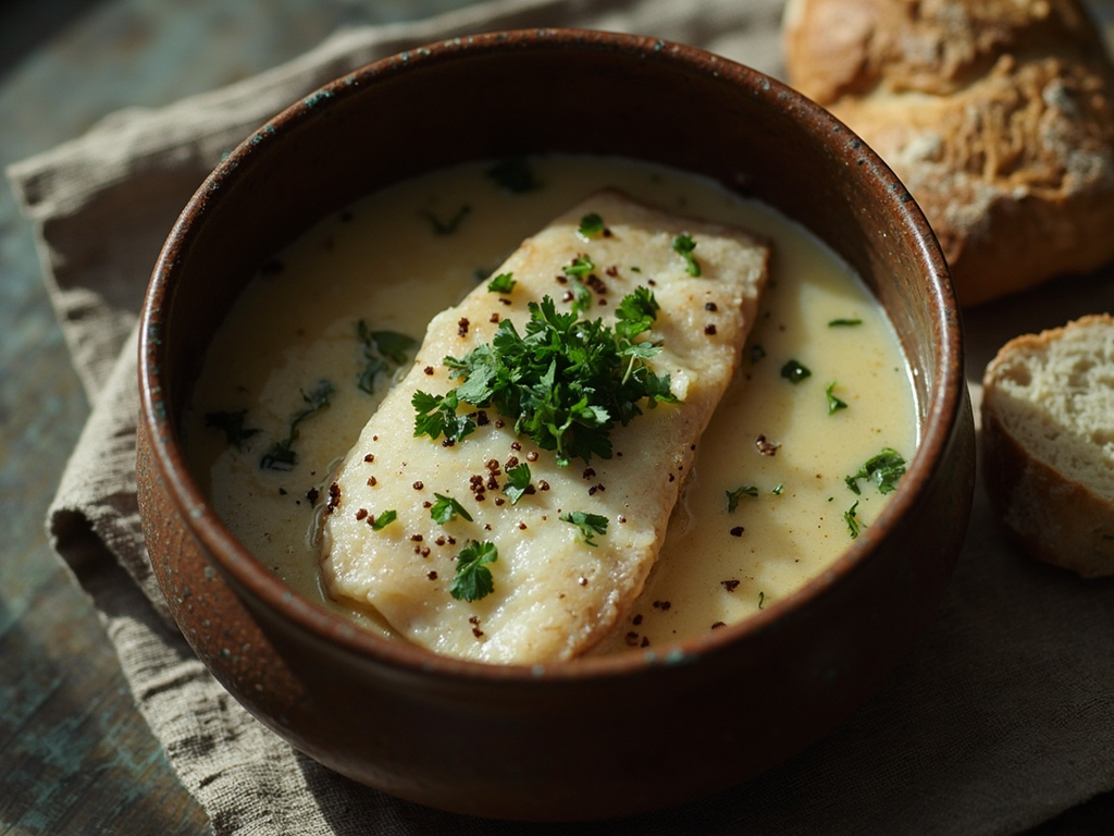 Poached Pike with Verjuice and Parsley