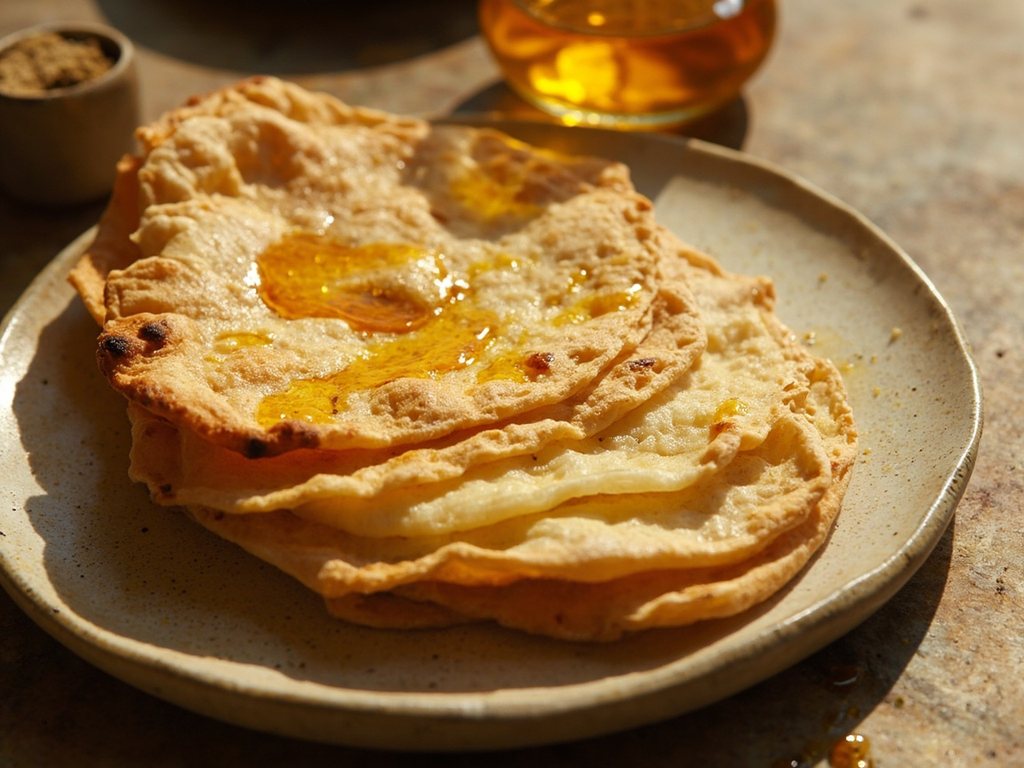 Fine Wheat Flatbreads with Honey and Oil