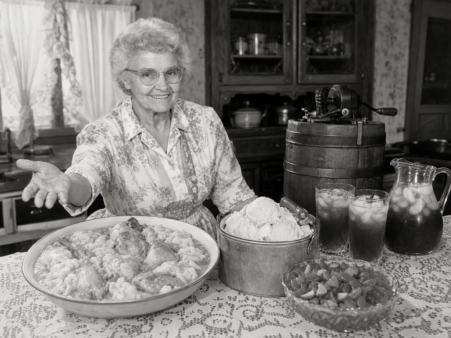 Beulah Henry à table