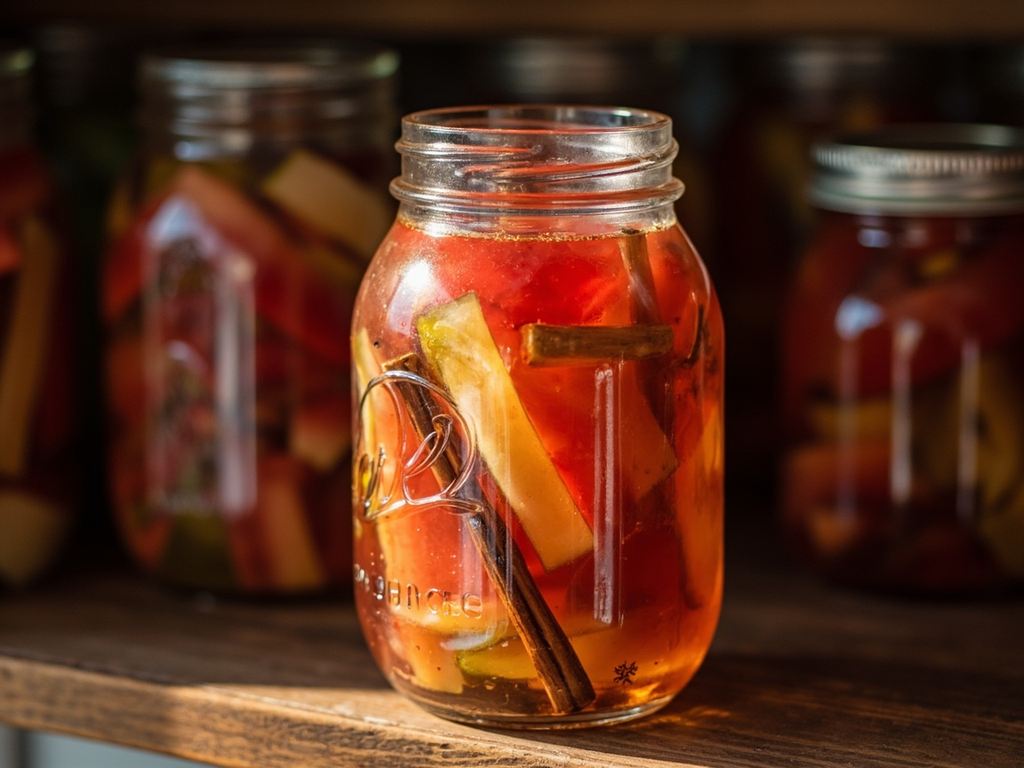 Confit d'écorce de pastèque aigre-douce (watermelon rind pickle)