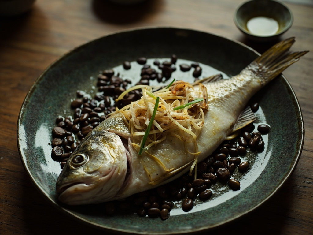 Poisson vapeur au jus de fèves noires fermentées (豉汁蒸鱼, chǐ zhī zhēng yú)