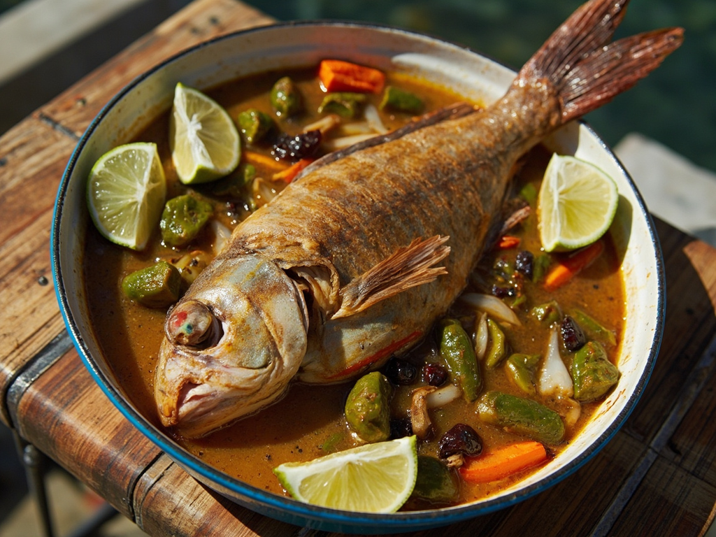 Steamed Fish with Coconut Milk and Okra