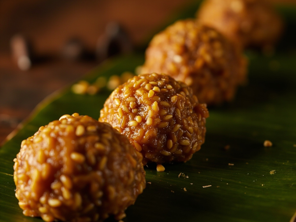 Tila-laddu — boulettes de sésame et jaggery, offrande