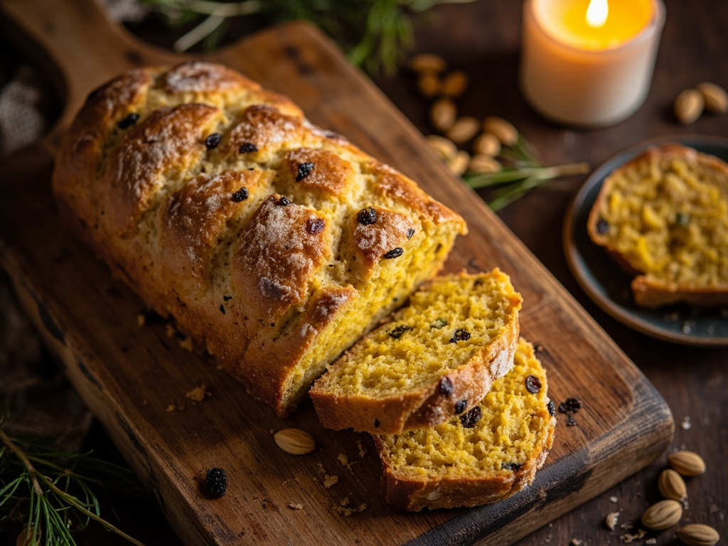 Golden saffron feast-day bread (saffranslimpa)