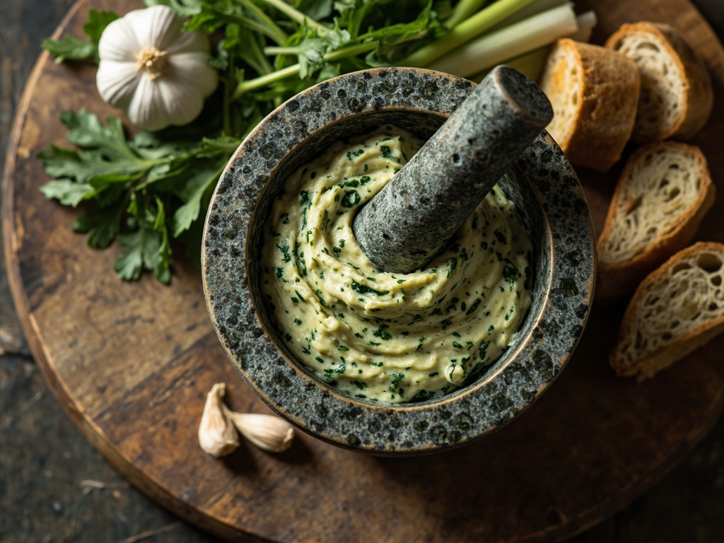Moretum, la pâte d'herbes et de fromage