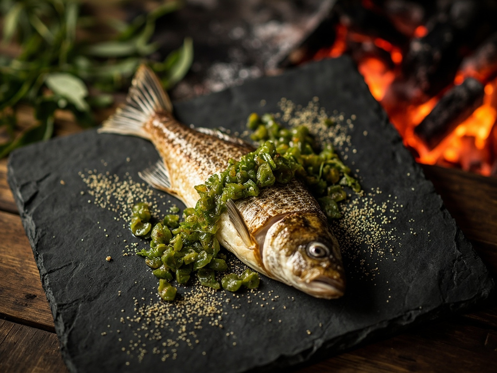 Barramundi cuit dans l'écorce de paperbark