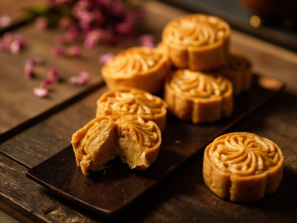 月饼 — Mooncake with Lotus Seed Paste (yuèbǐng)