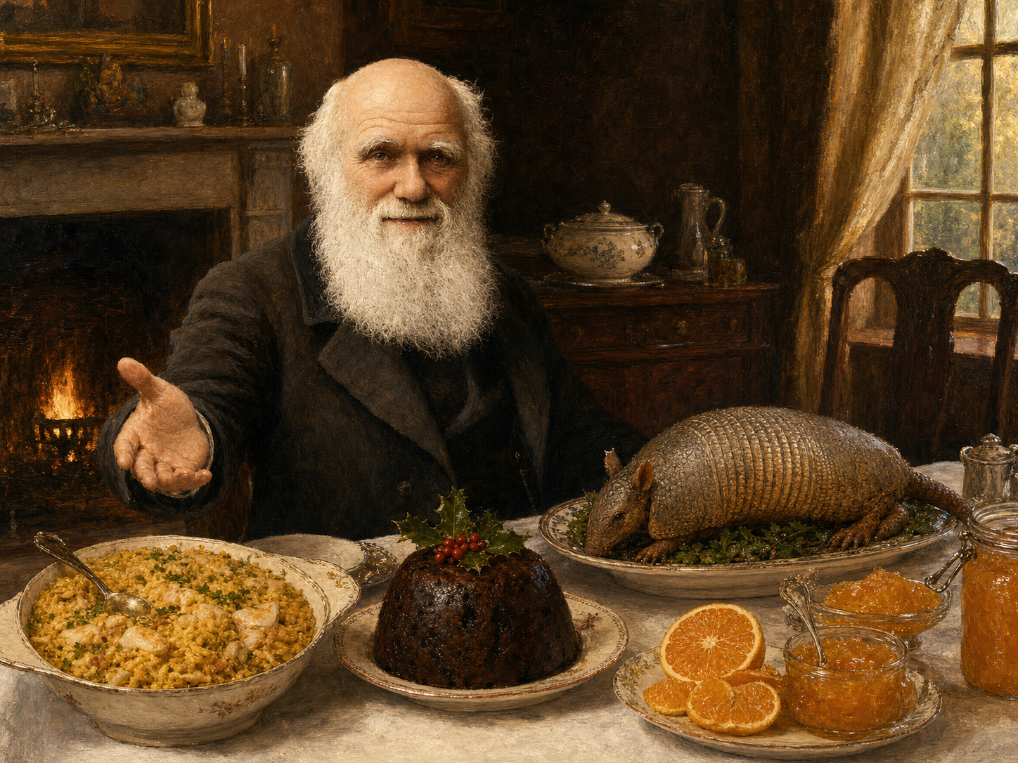 Charles Darwin at the table