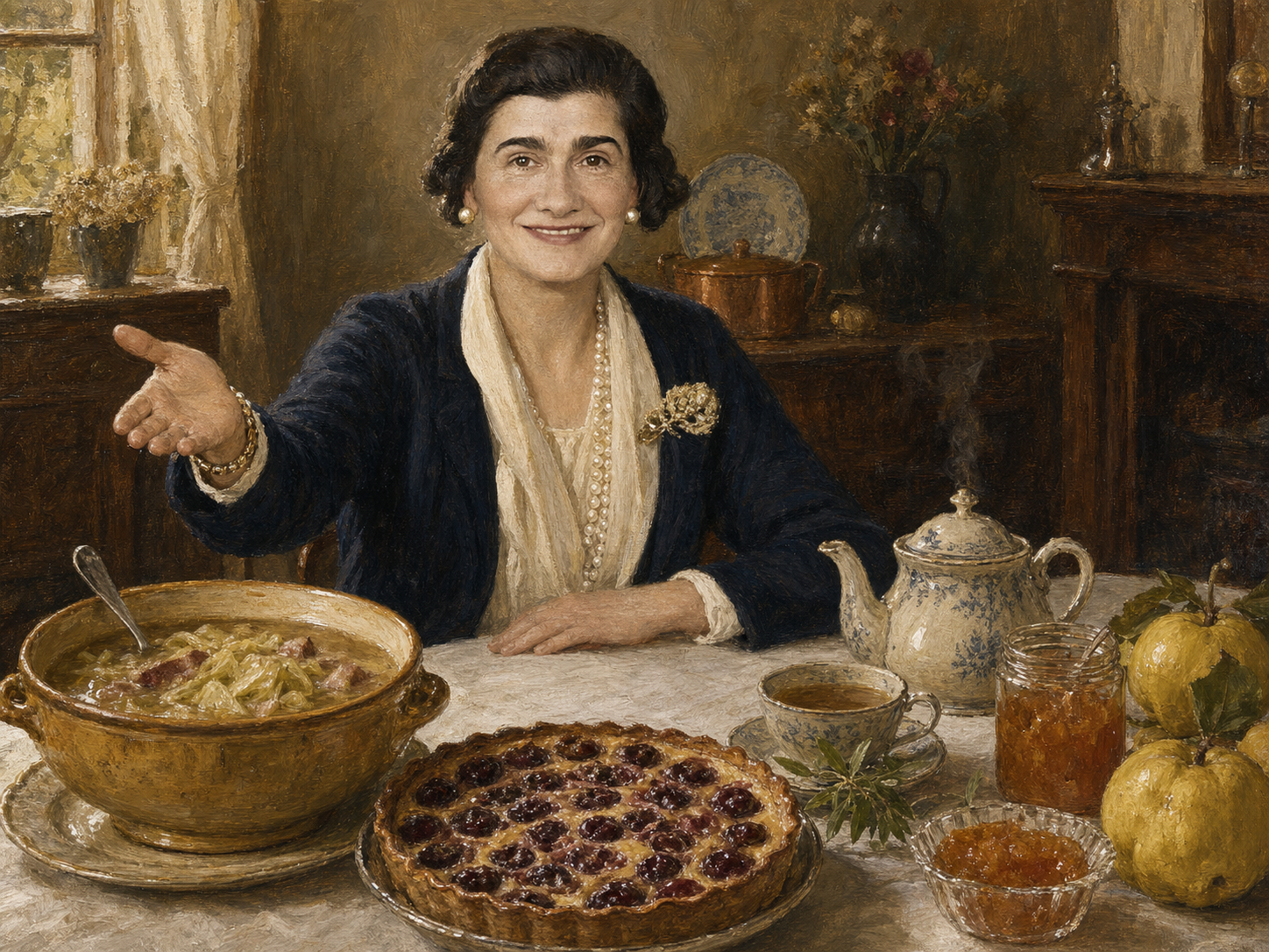 Coco Chanel at the table