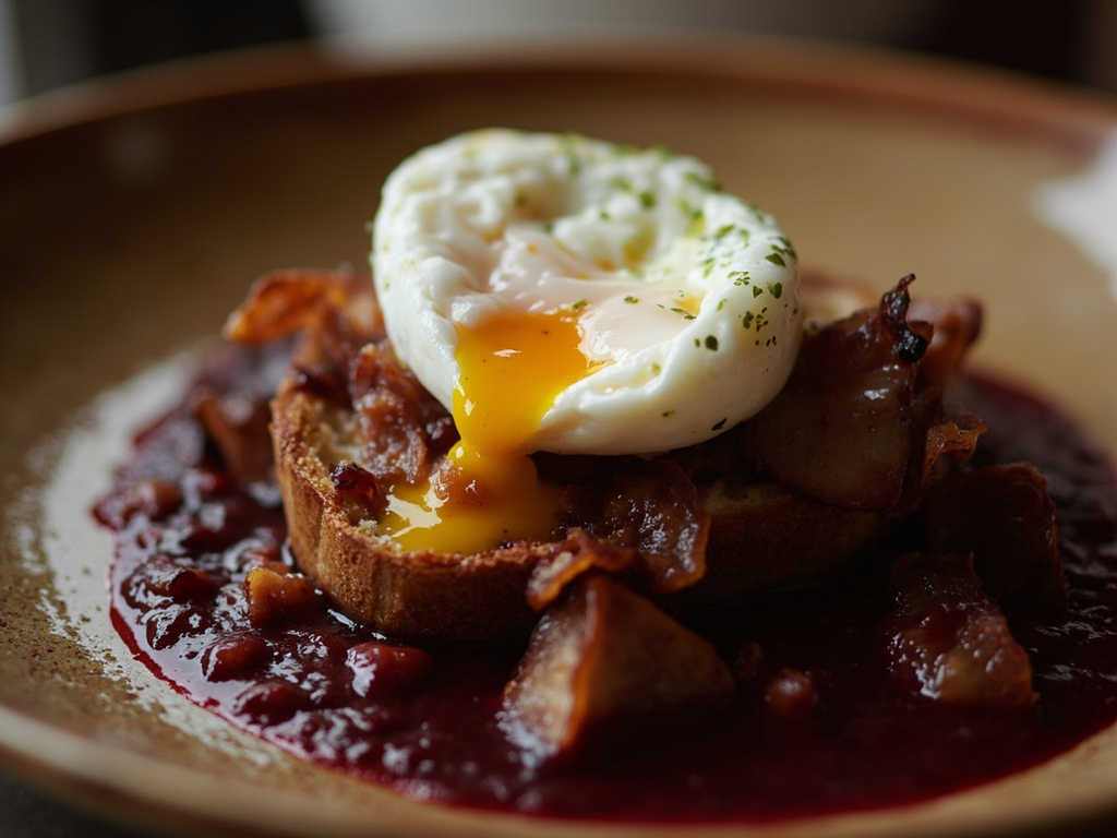 Eggs in meurette sauce