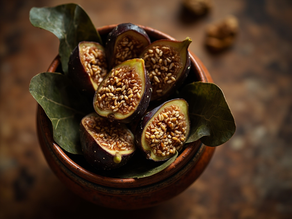 Figues sèches au sésame et au laurier, provision de l'année