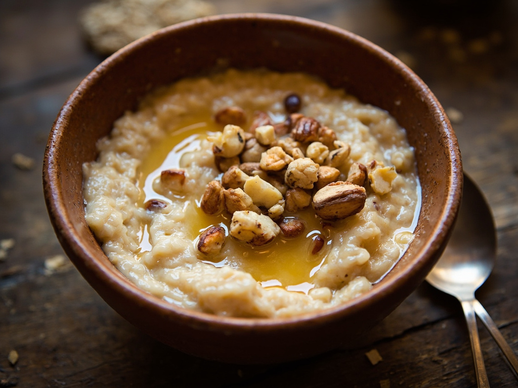 Brachán — Oatmeal Porridge with Honey and Hazelnuts