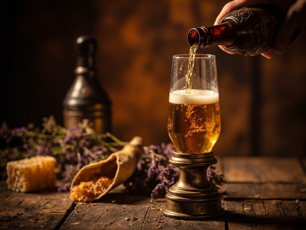 Mid — hydromel d'honneur servi à la corne