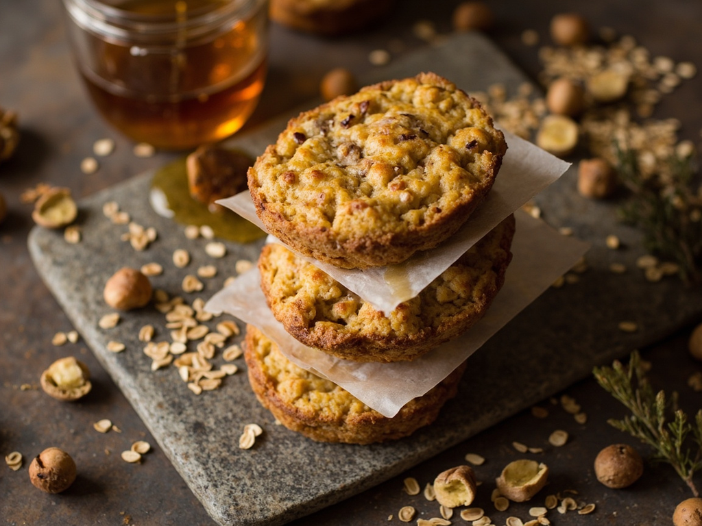 Galettes d'avoine au miel et aux noisettes