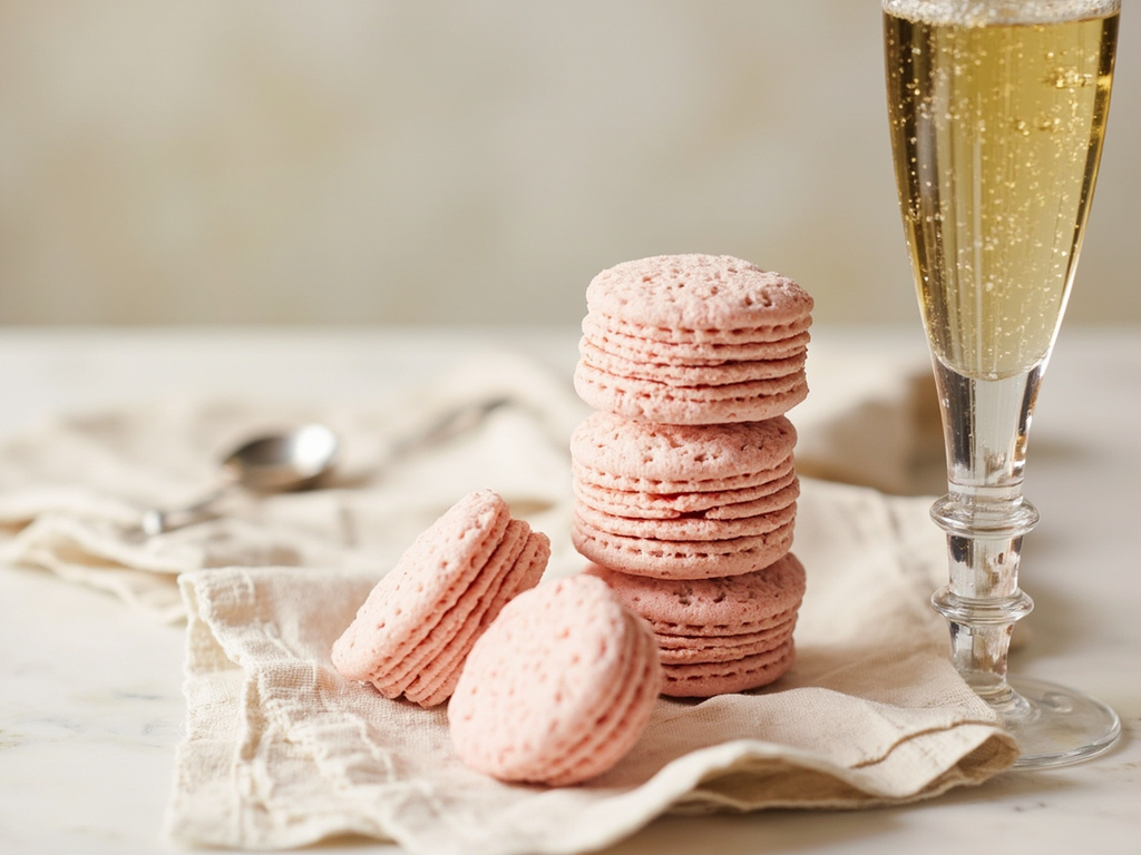 Biscuits roses de Reims trempés au Champagne