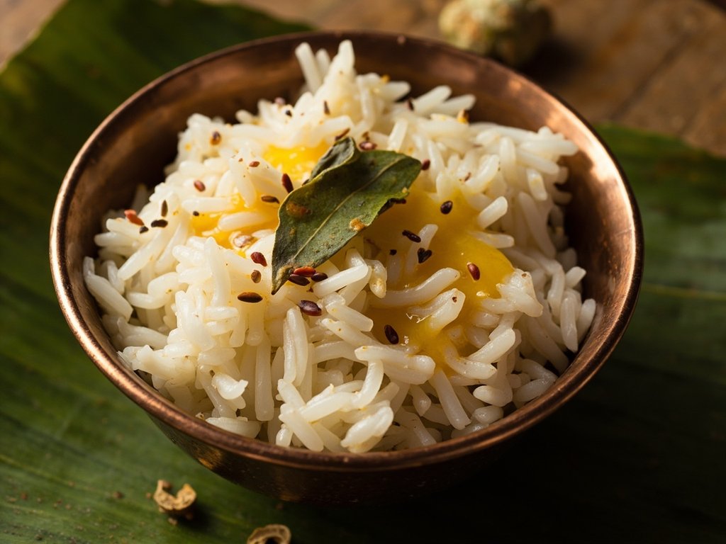 Riz au lait caillé et au ghee (dadhi-bhāta)