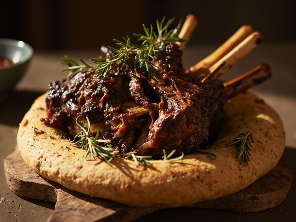 Roasted mutton for great gatherings, with smen and wild thyme