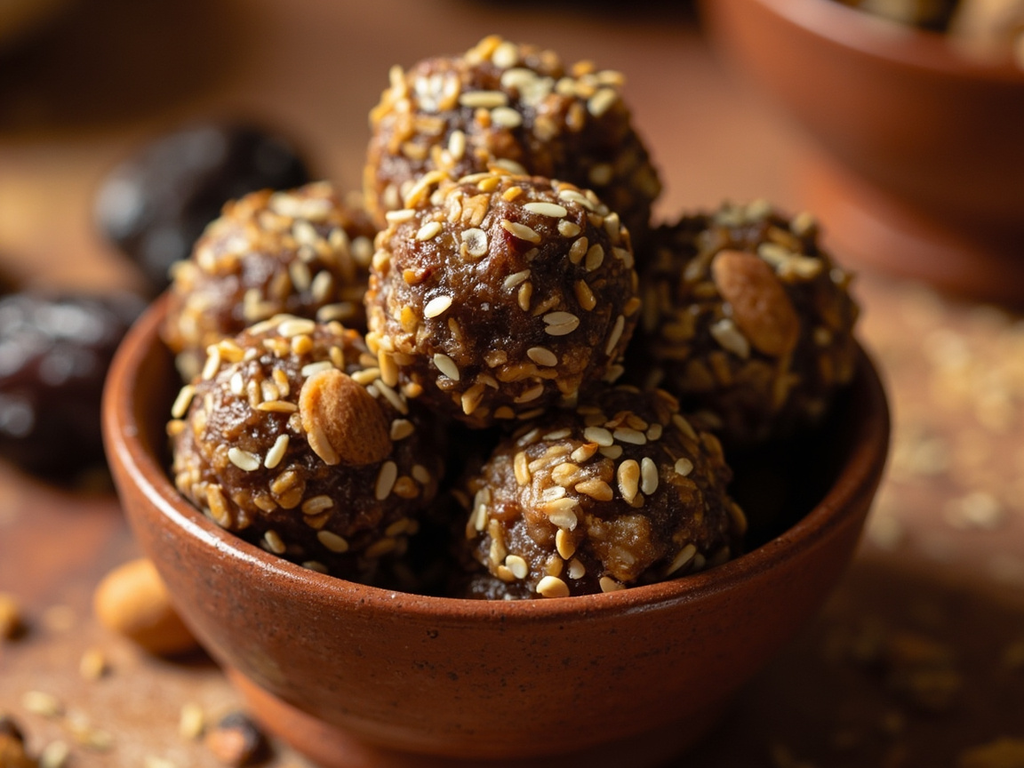 Boulettes de dattes, figues et amandes pour la route