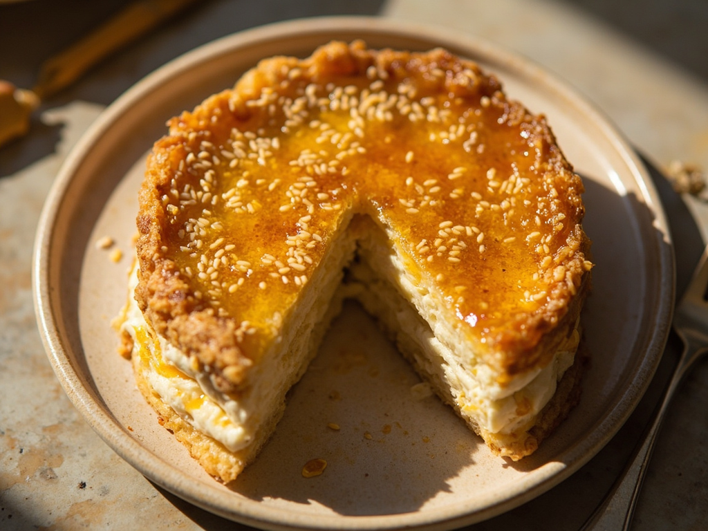 Plakous with honey and fresh cheese