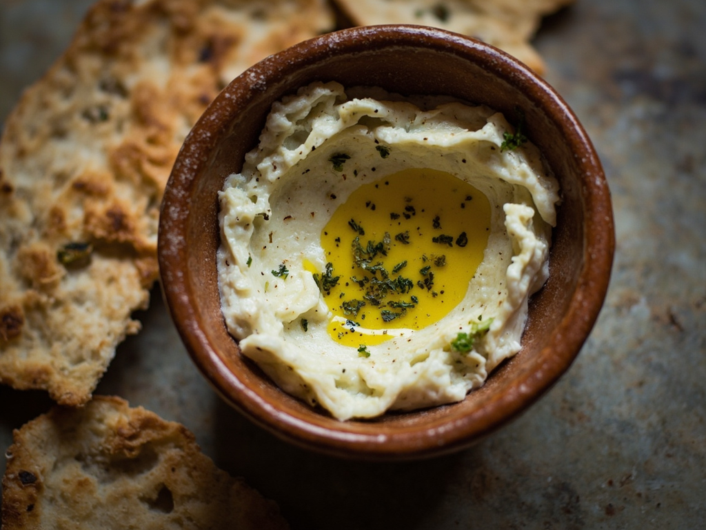 Myttotos, the garlic paste with cheese and vinegar