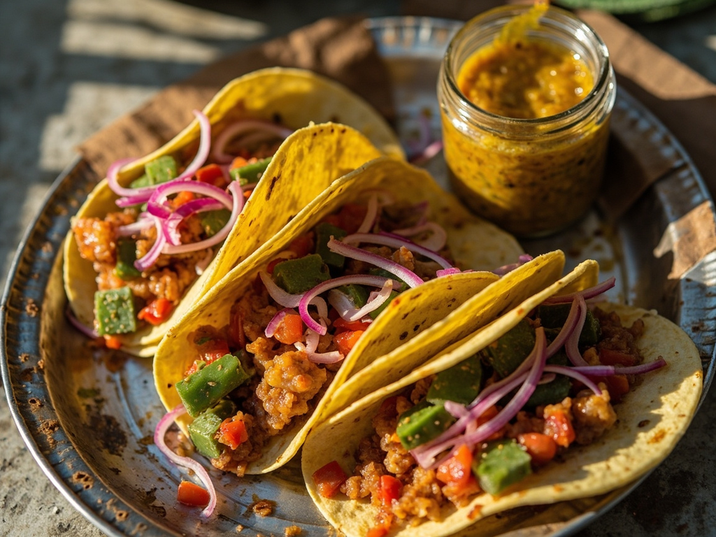 Tacos de nopales en escabeche
