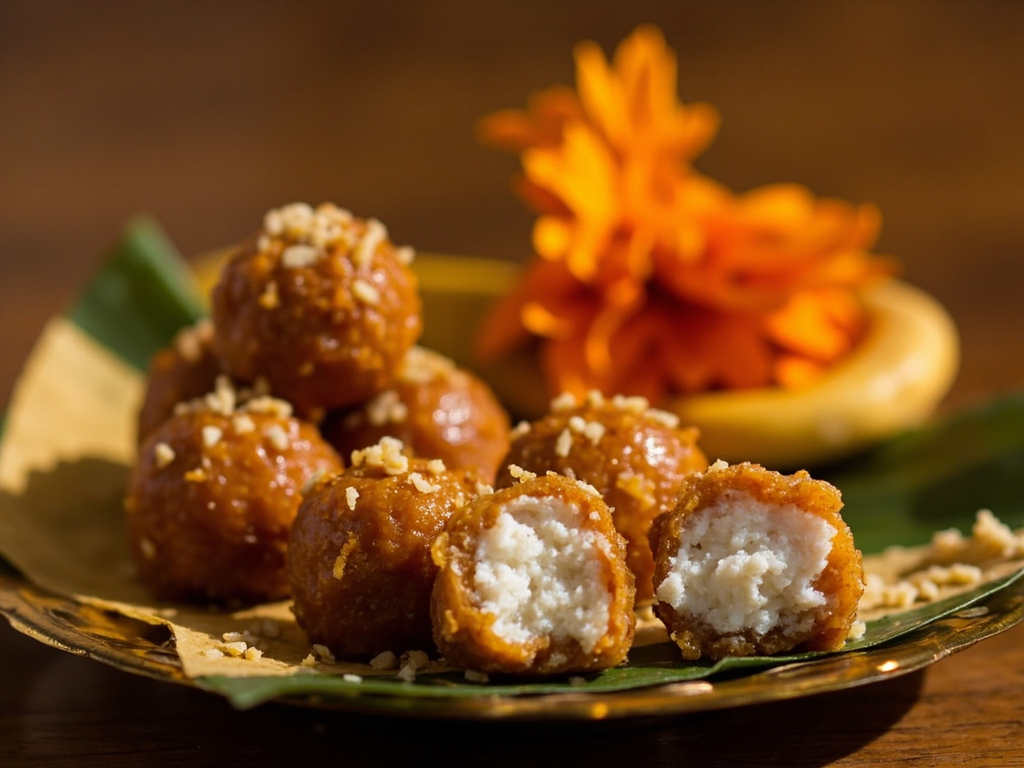 Narkel naru — coconut balls with gur