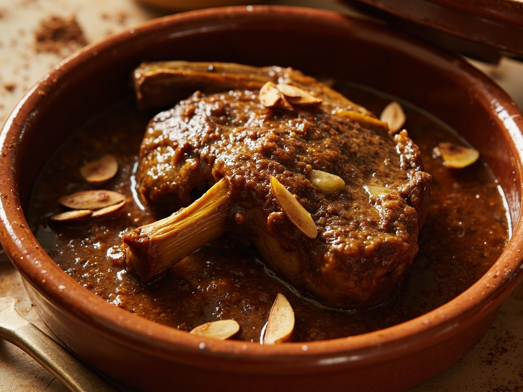 Cordero a la miel y almendras (agneau au miel et amandes, à la mode d'al-Andalus)