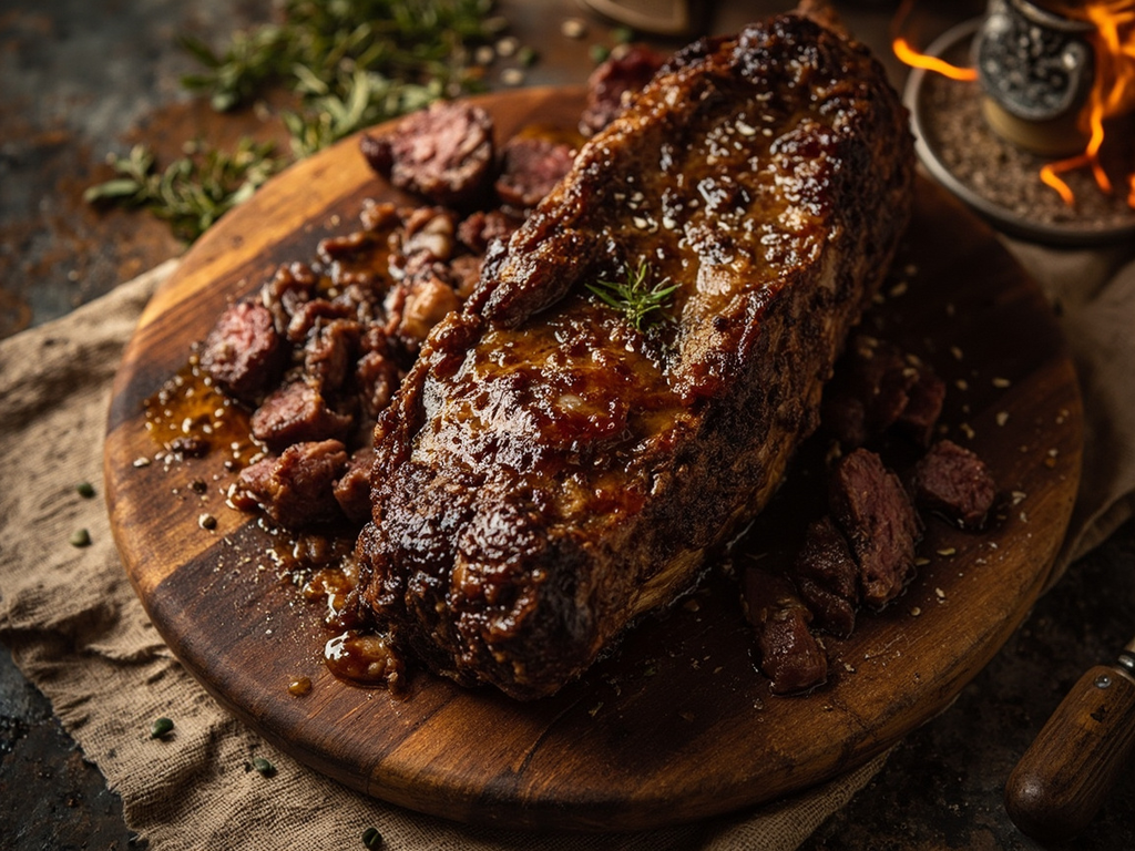 The roasted bull of the council of the gods