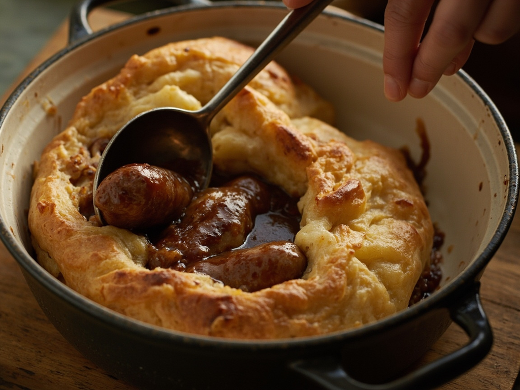 Toad in the hole (sausages in Yorkshire batter)