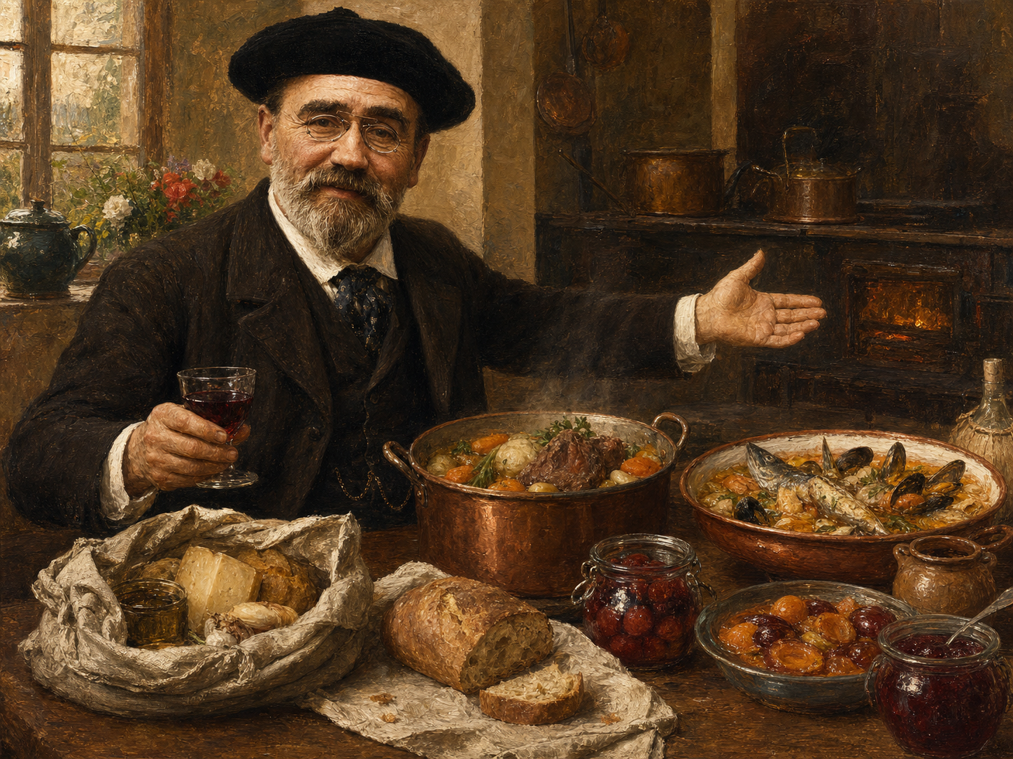 Émile Zola at the table