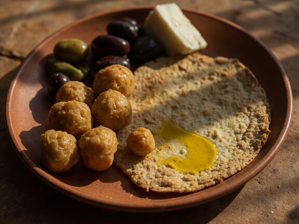 Barley Maza with Oil and Olives