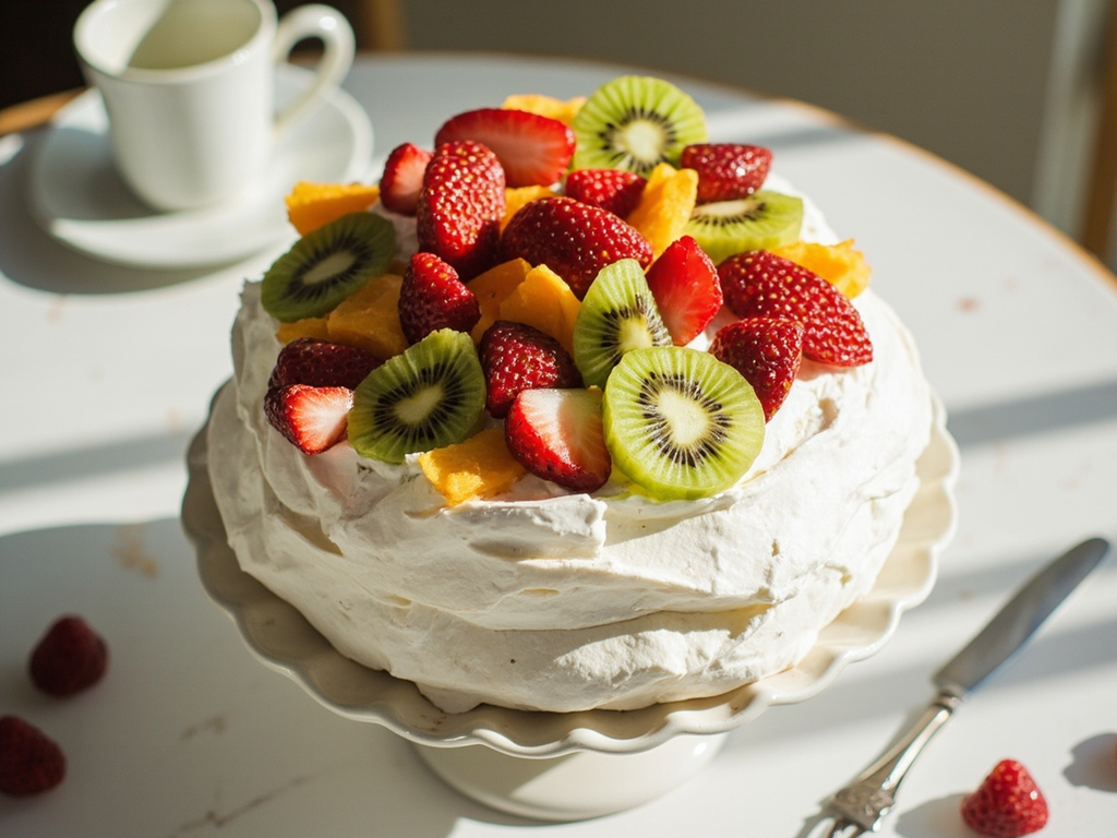 Pavlova with fresh fruit