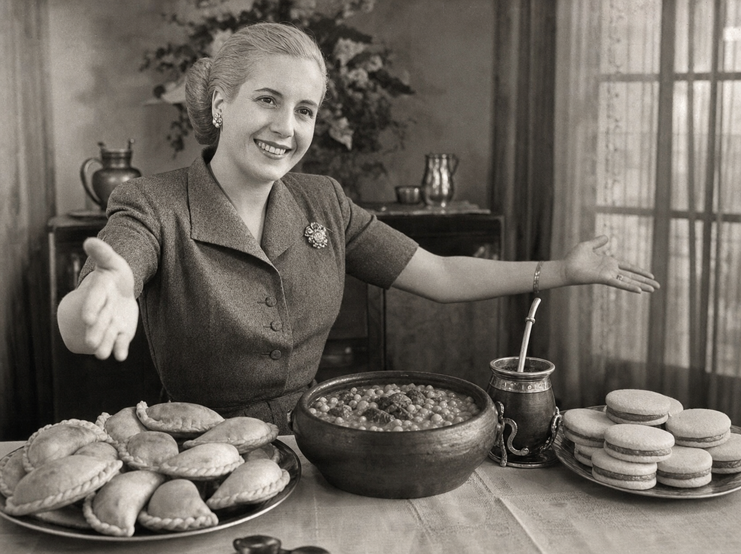 Eva Perón at the table