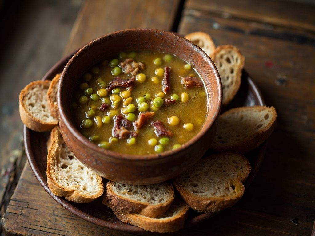 Potage de pois au lard et au verjus