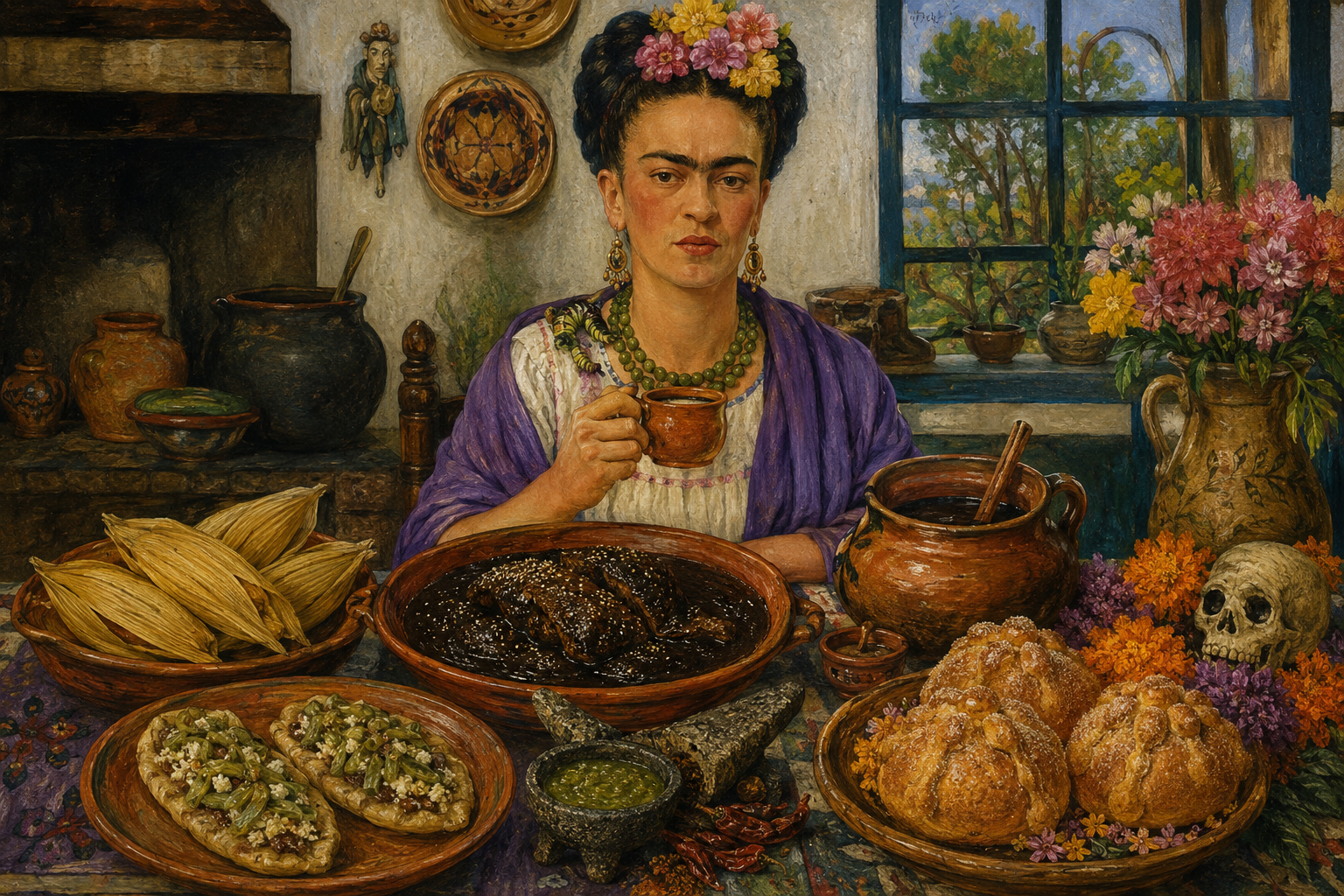 Frida Kahlo at the table