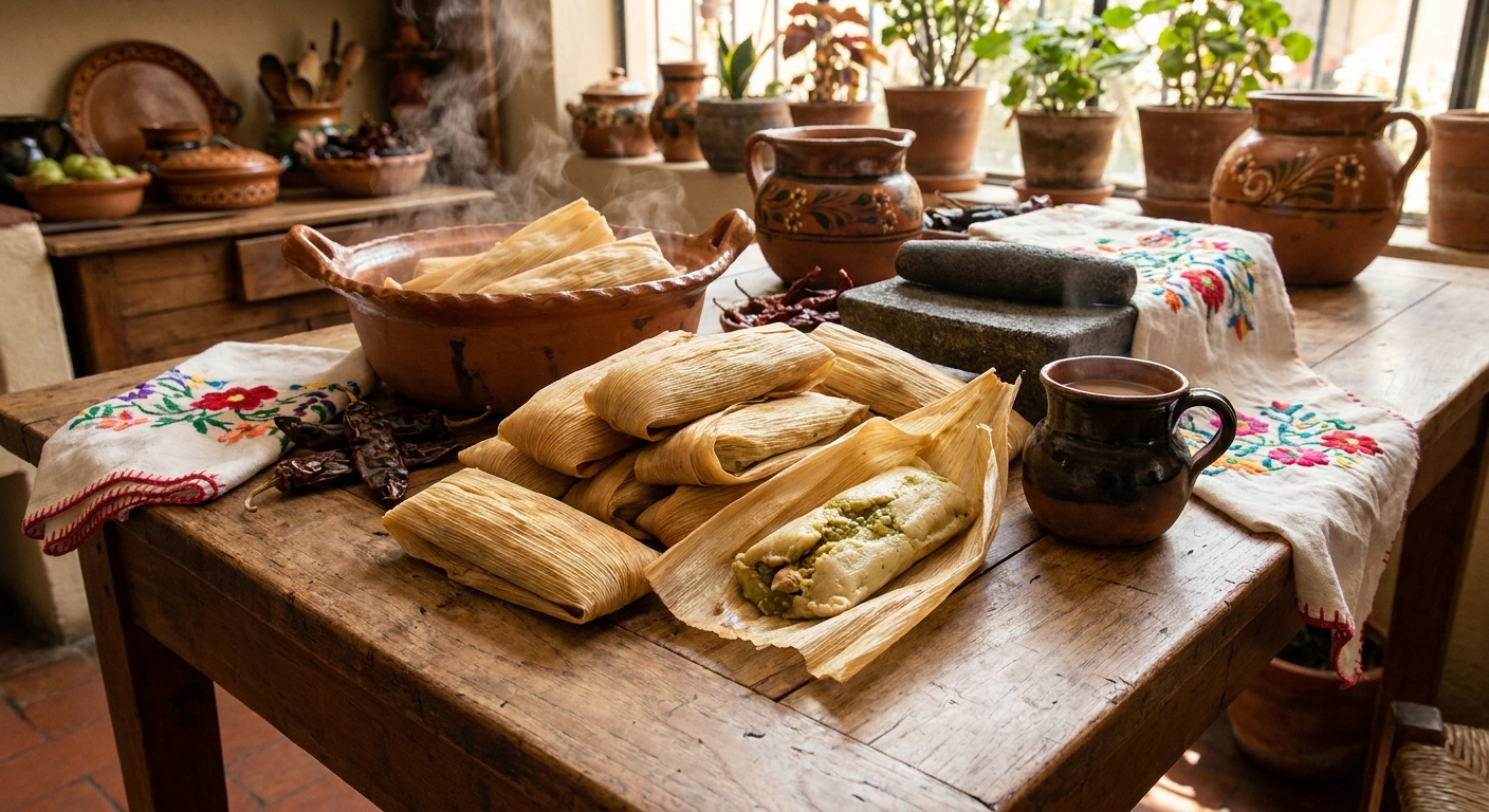 Tamales de Coyoacán enveloppés de feuille de maïs