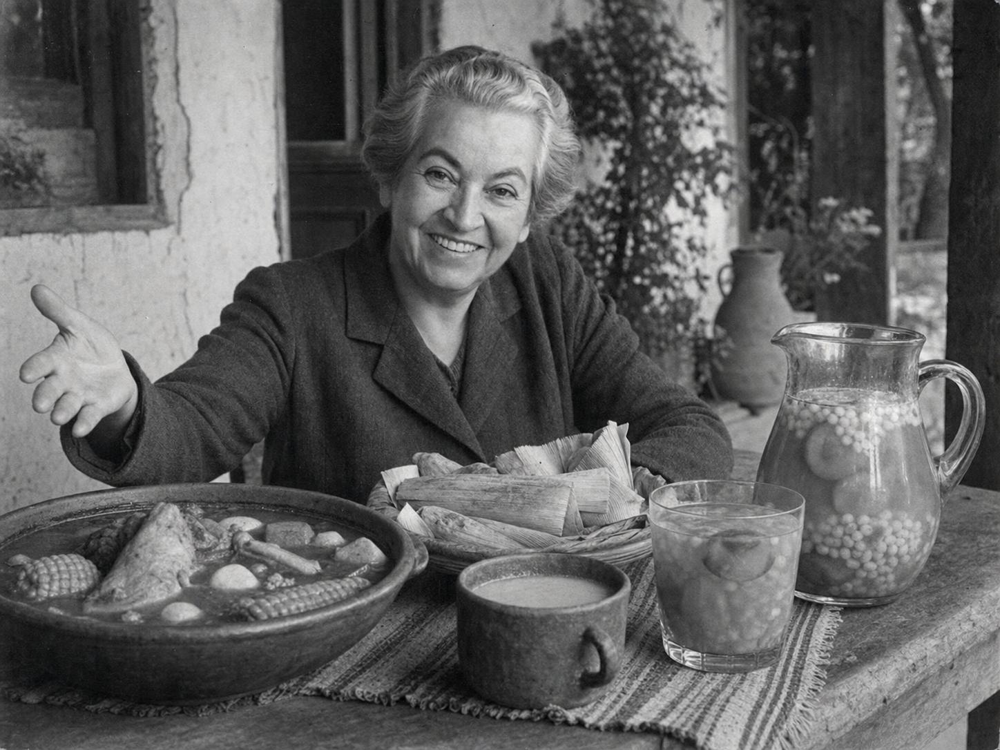 Gabriela Mistral at the table