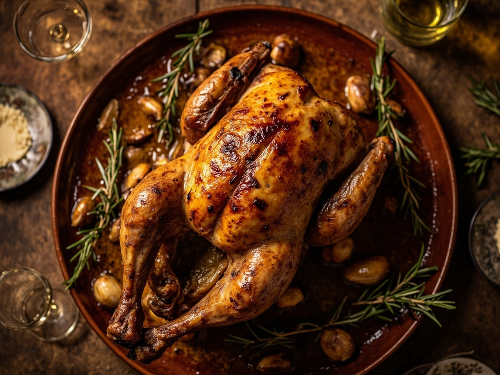 Cappone arrosto al Trebbiano (roast capon in white wine)