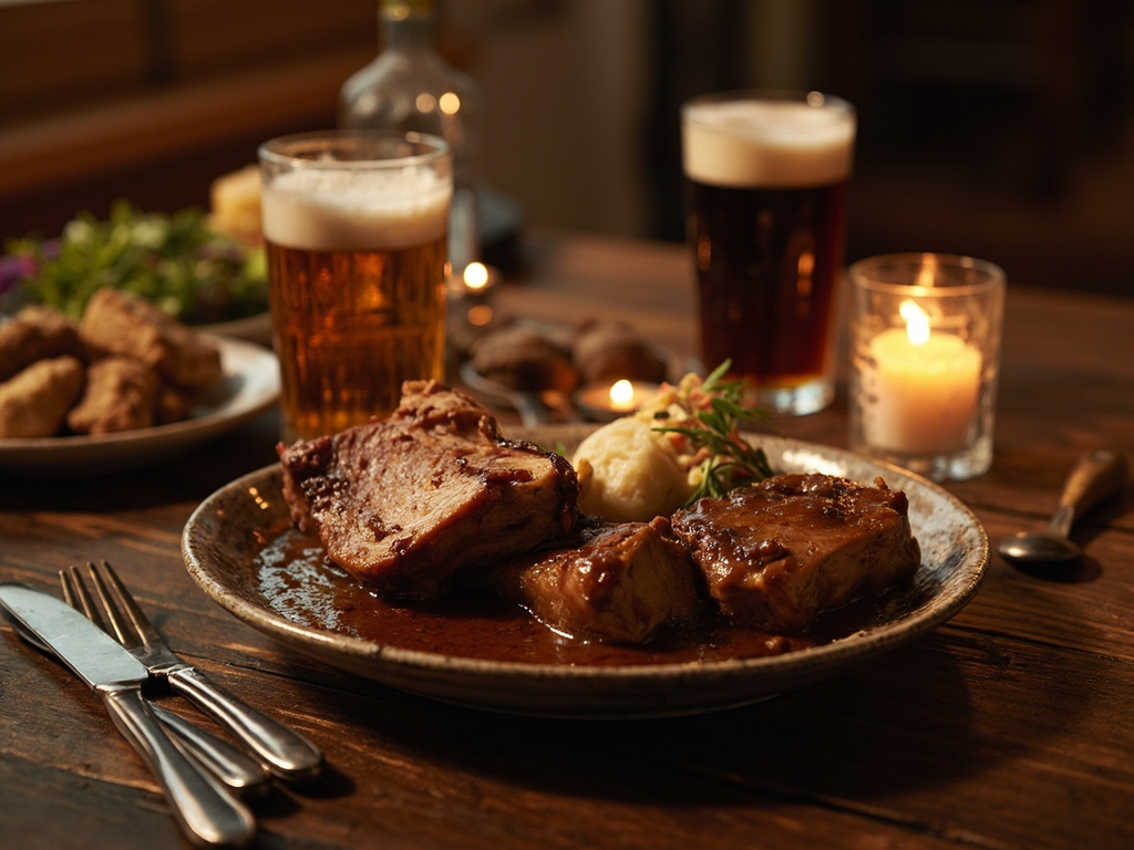 Schweinsbraten mit Semmelknödel (Roast Pork with Bread Dumplings)