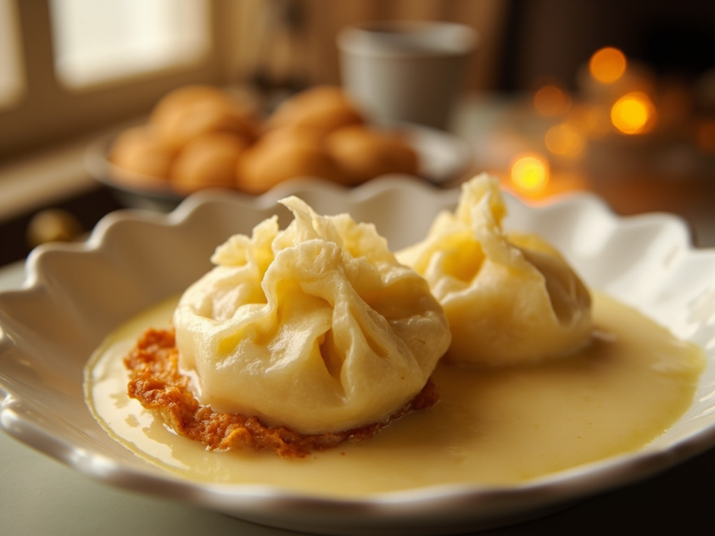 Dampfnudeln mit Vanillesoße (Steamed Yeast Dumplings with Vanilla Custard)