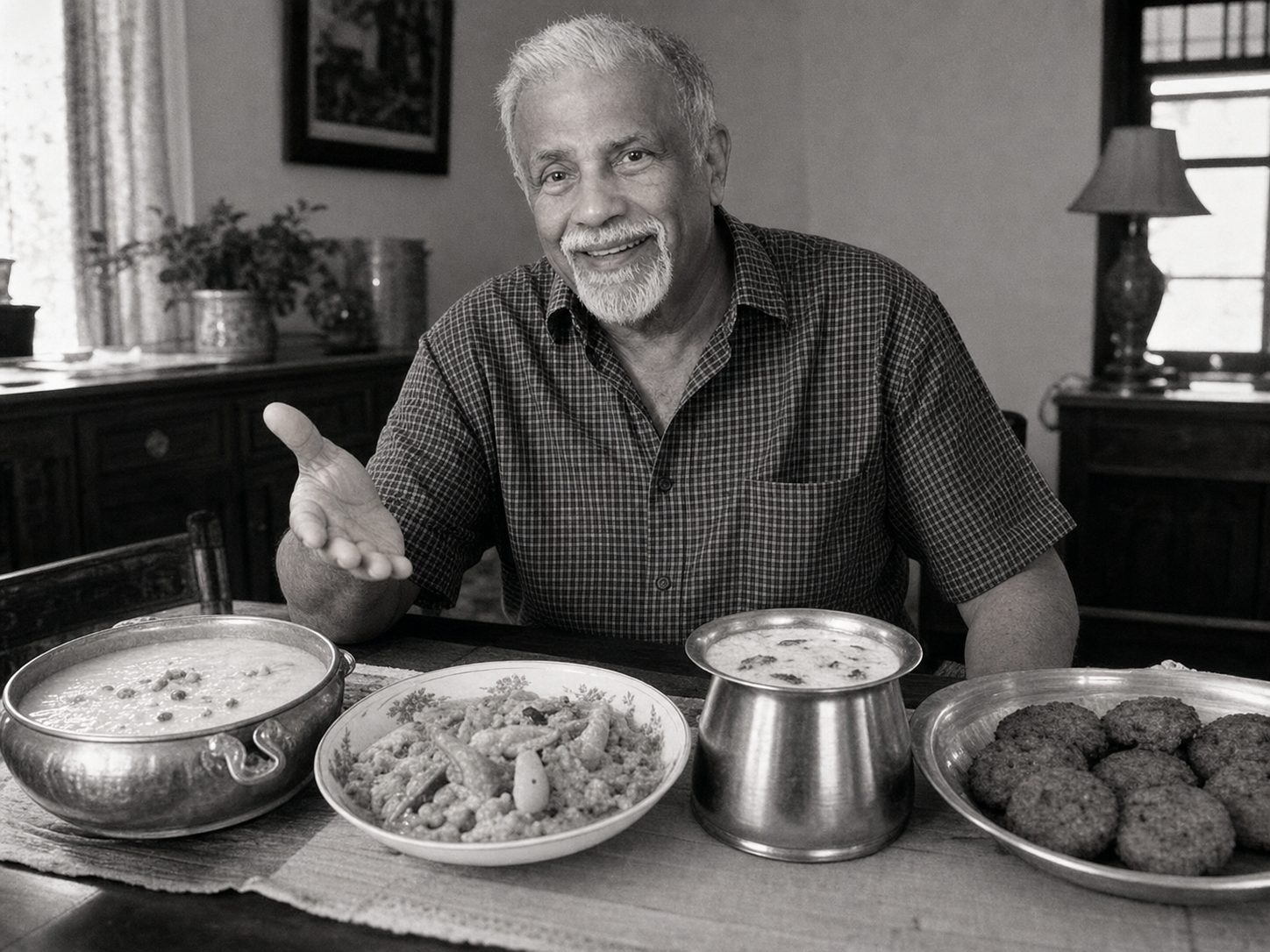 George Sudarshan à table