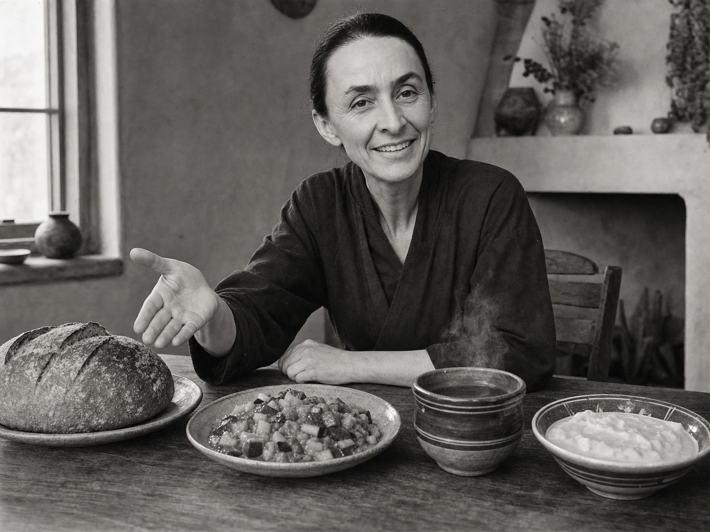 Georgia O'Keeffe at the table