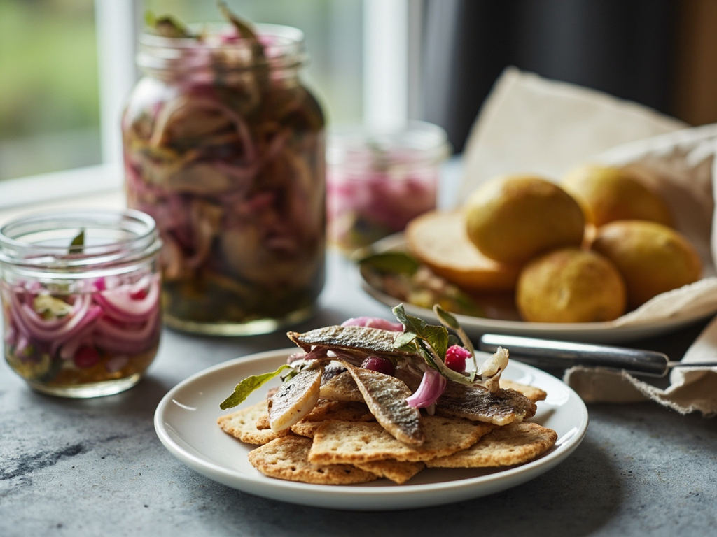 Inlagd sill — pickled herring with vinegar and spices