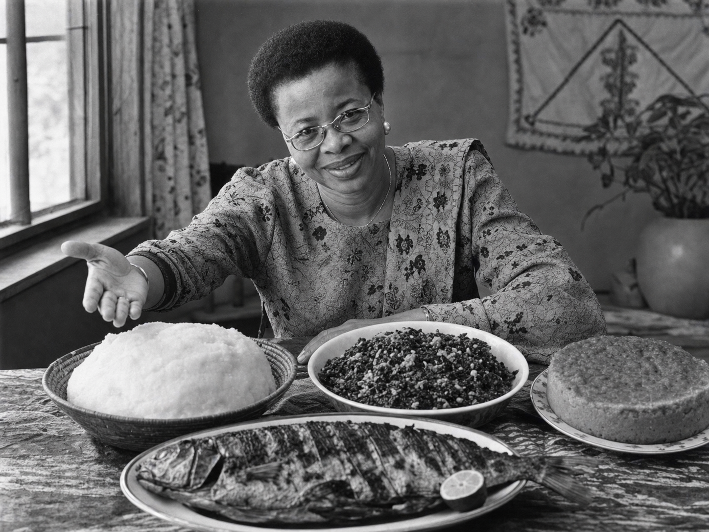 Graça Machel at the table