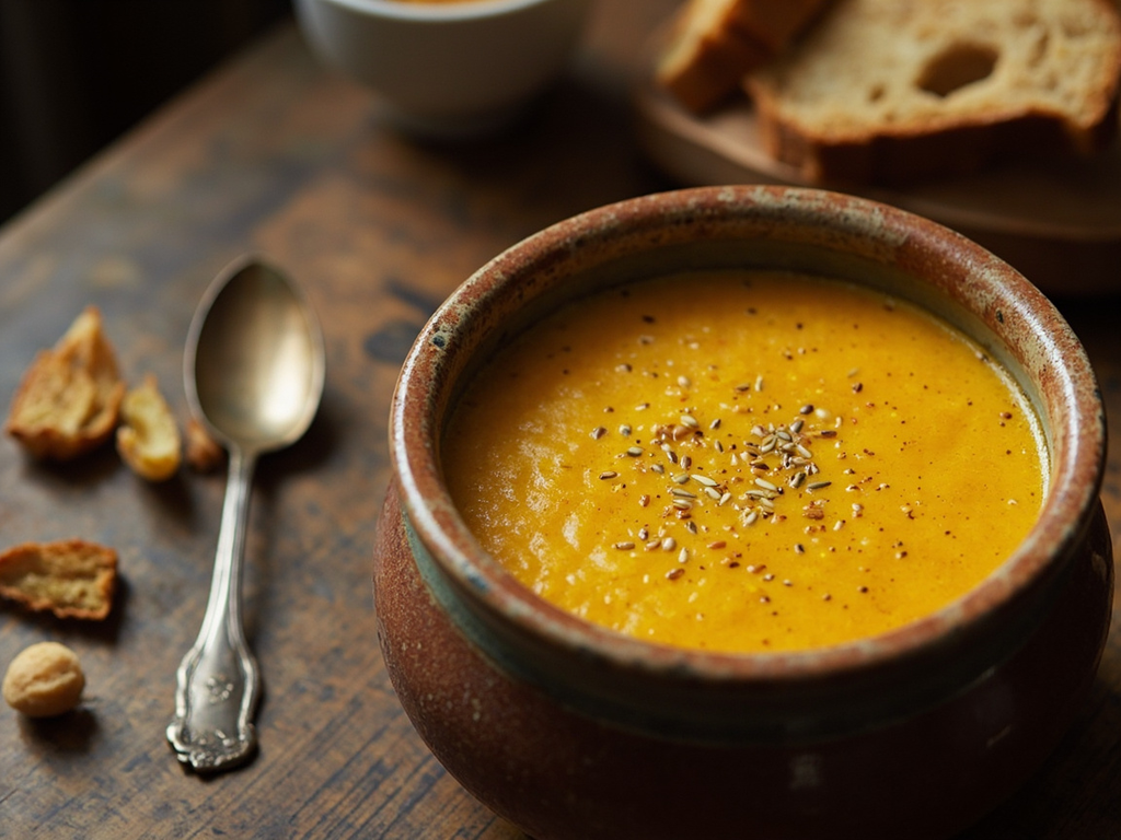 Hrachová polévka — soupe de pois jaunes au carvi